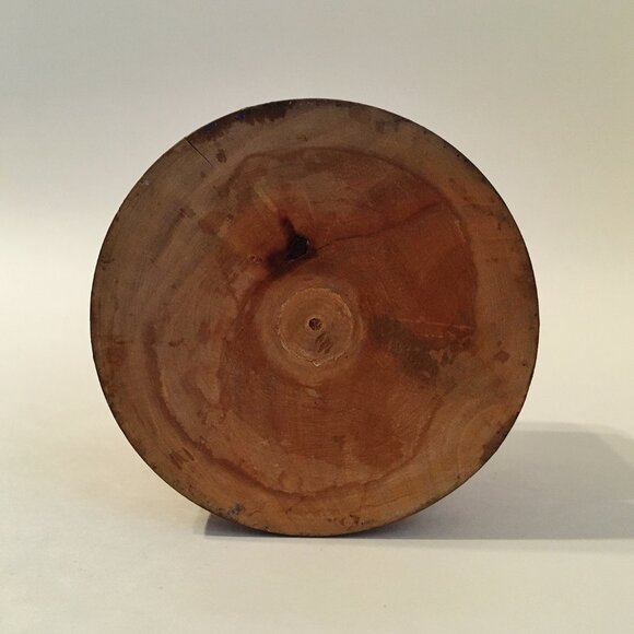 Carved Wood Trinket Jewelry Box Round Brown Vintage Aztec Floral Style Lid - Picture 8 of 8